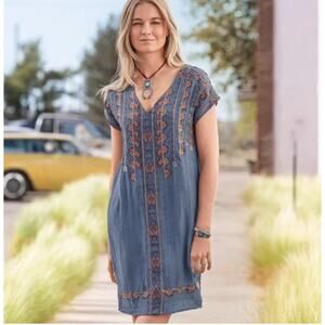 Sundance Garden Melody Beaded Embroidered Bohowestern Dress PS Petite Small